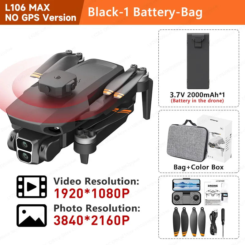 LYZRC L106 PRO/ MAX Brushless Motor Drone HD Dual Camera Switch 2.4GHz Intelligent 360° Obstacle Avoidance Portable RC Drone