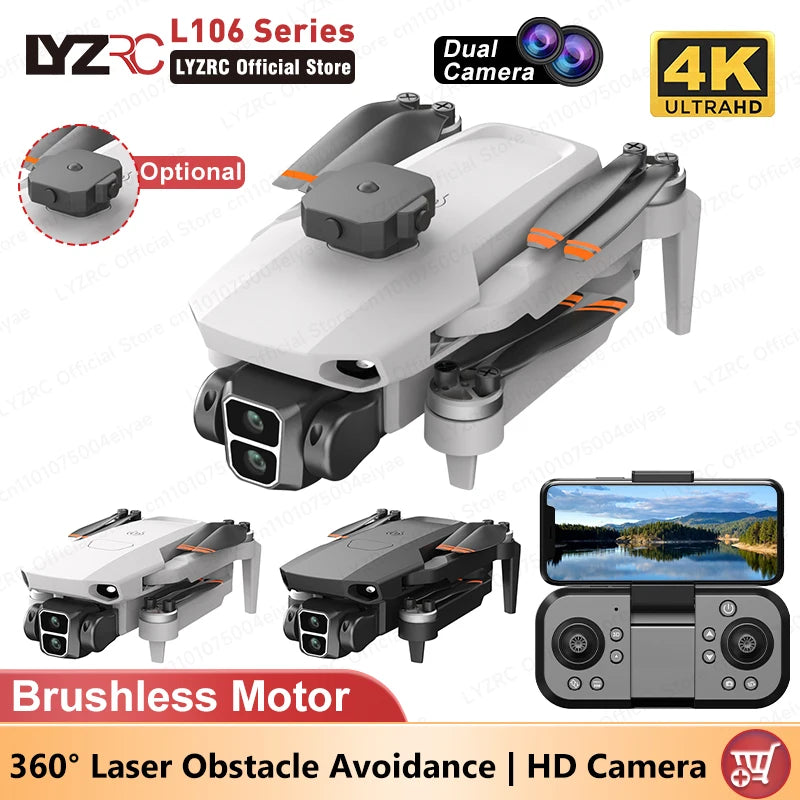 LYZRC L106 PRO/ MAX Brushless Motor Drone HD Dual Camera Switch 2.4GHz Intelligent 360° Obstacle Avoidance Portable RC Drone